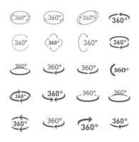 360-Grad-Kreisdrehung. Vektorsymbole und Web-Schaltfläche festlegen. Sammlung von Symbolen.