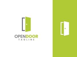 Logo-Vorlage für Immobilien mit offener Tür vektor