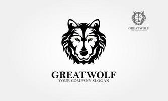 große Wolf-Vektor-Logo-Vorlage. Wolfskopf-Symbol. ideal für abzeichen, etikett, zeichen, symbol, logo, design. kreative vektorillustration. vektor