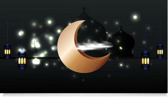 ramadan mubarak lyx islamisk bakgrund med dekorativ prydnad gyllene lykta och stjärna ramadan bakgrund med gyllene lykta och moské. vektor