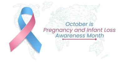 graviditet och spädbarn förlust medvetenhet månad koncept. banner med blått och rosa band medvetenhet och text. vektor illustration.