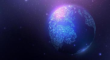 futuristisk karta över planeten. världskarta. globalisering internet och teknik, cybersäkerhet. abstrakt bakgrund med glödande planeten jorden. vektor illustration.