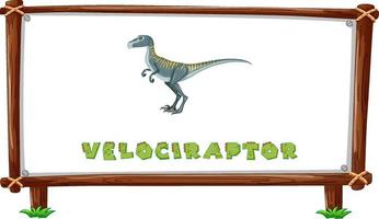 Rahmenvorlage mit Dinosauriern und Text-Velociraptor-Design im Inneren vektor