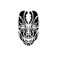 tiki ansikte, mask eller totem. mönster i samoansk stil. bra för tatueringar, t-shirts och tryck. isolerat. vektor illustration.