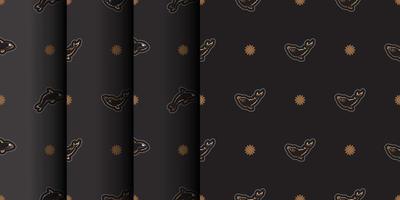 uppsättning av sömlösa mörka mönster med valar i enkel stil. bra för kläder och textilier. vektor illustration.