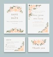 Bröllopsinbjudningar sparar datumkortdesignen med elegant trädgårdsanemone. vektor