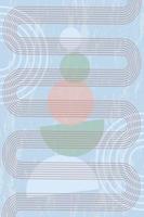 webabstract grunge affisch med geometriska former och linjer. regnbågstryck och solcirkel, boho-stil. modernt minimalistiskt tryck i pastellfärger. begreppet balans, harmoni och jämvikt. vektor