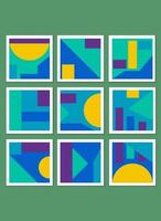 eine Reihe von Mustern aus grafischen Elementen und einfachen geometrischen Formen in leuchtenden Farben. Vorlagen für Kartendesign, Poster, Wandkunst und dekorativen Druck vektor
