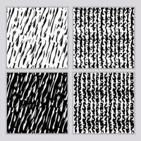 en uppsättning sömlösa abstrakta monokroma mönster. svartvitt tryck med vågiga linjer, prickar och fläckar. penseldrag är handritade. vektor