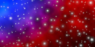 ljusblå, röd vektorbakgrund med små och stora stjärnor. vektor