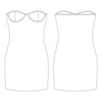 Schablonenminikleid mit Bustier- und Bügelvektorillustrations-flacher Design-Entwurfskleidung vektor