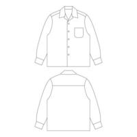 mall långärmad lägerskjorta med fickvektorillustration platt design kontur kläder vektor