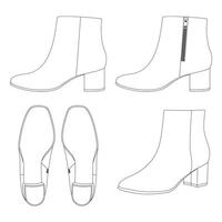 mall kvinnor sida zip ankel boots vektor illustration platt design kontur kläder