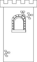 Schloss Schwarz-Weiß-Doodle-Charakter vektor