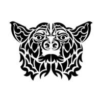 svartvit illustration av en hund i polynesien tatueringsstil. vektor