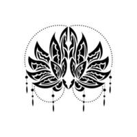 Schwarz-Weiß-Tattoo-Lotusmuster im einfachen Stil. isoliert. Vektor-Illustration. vektor