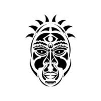 hövdingens ansikte i ornament i samoansk stil. tatuering med polynesiska mönster. isolerat. vektor