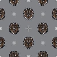Nahtloses Muster mit Tigerkopf im einfachen Boho-Stil. gut für Kleidungsstücke, Textilien, Hintergründe und Drucke. Vektor