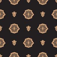 dunkles, einfarbiges, nahtloses Muster mit Lotusblumen im einfachen Stil. gut für Kleidung und Textilien. Vektor