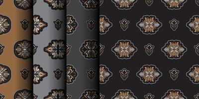 Reihe von nahtlosen Mustern mit Lotusblumen. dunkler Hintergrund. teurer und luxuriöser Stil. gut für Drucke, Bekleidung und Textilien. Vektor-Illustration. vektor