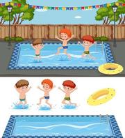 barn simmar i poolkonceptet vektor