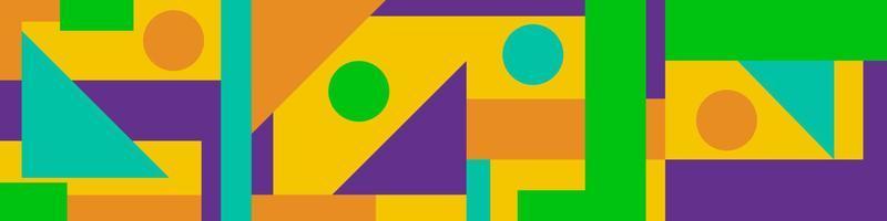 geometrisches abstraktes kompositionsbanner aus einfachen geometrischen formen in leuchtenden farben vektor