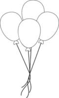 Ballon-Doodle-Umriss zum Ausmalen vektor