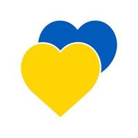 två hjärtan i färgerna på den ukrainska flaggan, en symbol för solidaritet med Ukraina. vektor