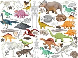 uppsättning av olika förhistoriska dinosauriedjur vektor