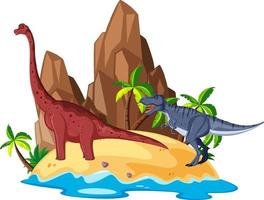scen med dinosaurier på ön vektor