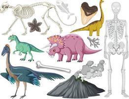 satz verschiedener prähistorischer dinosauriertiere vektor