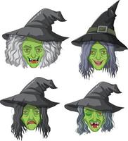 halloween tema med grönt ansikte häxa vektor