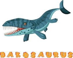 Dinosaurier-Wortkarte für Dakosaurus vektor