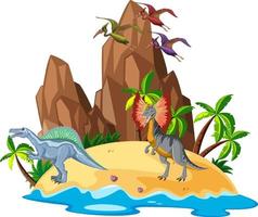 Szene mit Dinosauriern auf der Insel vektor