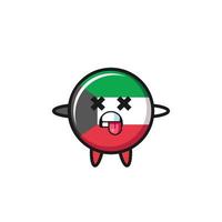 charakter der niedlichen kuwait-flagge mit toter pose vektor