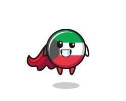den söta kuwait flagga karaktären som en flygande superhjälte vektor