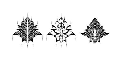 Lotusblumen-Set. luxuriöse vintage damastverzierung, königliche viktorianische textur für tapeten, textilien, verpackungen oder bücher. isoliert. Vektor