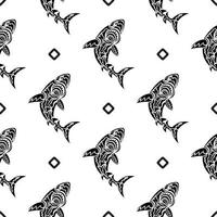 sömlösa svartvita mönster med hajar. bra för tapeter, tyg, vykort och tryck. vektor