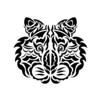 tigeransikte i polynesisk stil. svart isolerad på vitt vektor