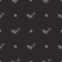 Nahtloses dunkles Muster mit Walen im einfachen Stil. gut für Wandtapeten, Stoffe, Postkarten und Druck. Vektor-Illustration. vektor