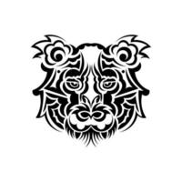 maori stil tiger ansiktstatuering. boho tiger ansikte. isolerat. vektor