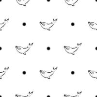 Nahtloses Schwarz-Weiß-Muster mit Walen im einfachen Stil. gut für Kleidungsstücke, Textilien, Hintergründe und Drucke. Vektor-Illustration. vektor