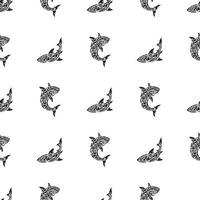 Nahtloses Schwarz-Weiß-Muster mit Haien. gut für Wandtapeten, Stoffe, Postkarten und Druck. Vektor