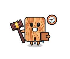 Maskottchen-Karikatur aus Plankenholz als Richter