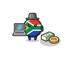 maskot illustration av Sydafrika som en hacker vektor