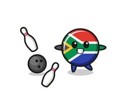 charakterkarikatur von südafrika spielt bowling vektor