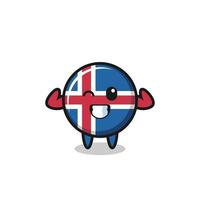 der muskulöse charakter der isländischen flagge posiert und zeigt seine muskeln vektor
