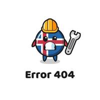 Fehler 404 mit dem niedlichen Maskottchen der Island-Flagge