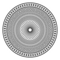 Kreis griechisches Mandala-Design. runde Mäanderränder. Dekorationselemente Muster. Vektor-Illustration isoliert auf weißem Hintergrund
