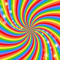 Regenbogenstrudelhintergrund mit Sternen. radialer Gradientenregenbogen der verdrehten Spirale. Vektor-Illustration. vektor